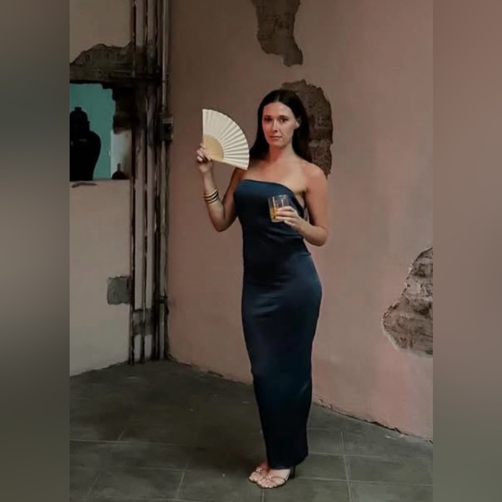 Vintage Blue YSL Strapless Gown - Picture 2 of 7